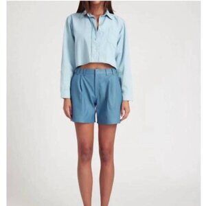 SPRWMN Cropped Button-Up Baby Blue Shirt Size XS